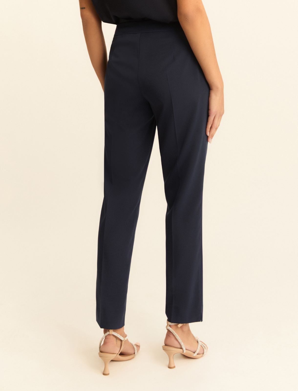 Slim-fit faille trousers - NAVY - Emme - 3