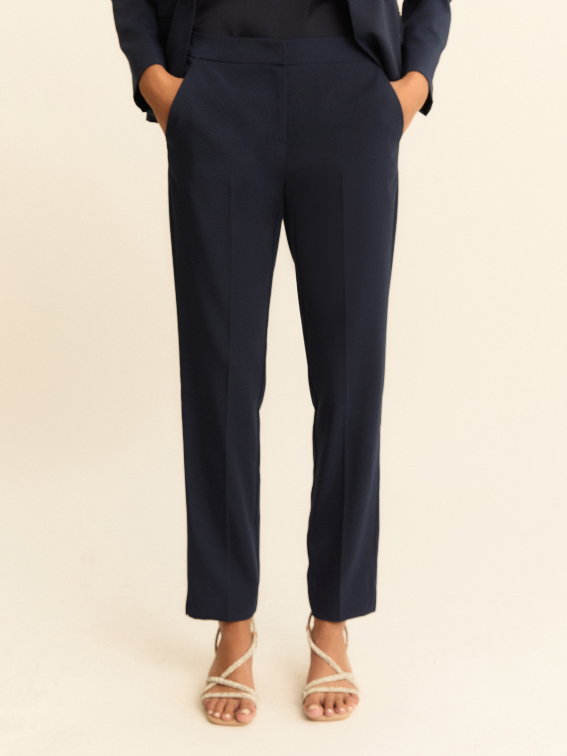 Slim-fit faille trousers - NAVY - Emme - 5