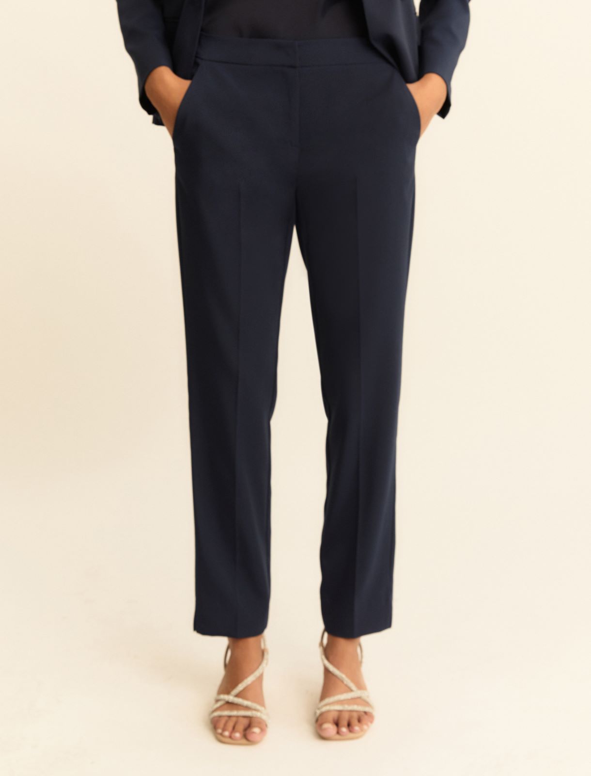 Slim-fit faille trousers - NAVY - Emme - 5