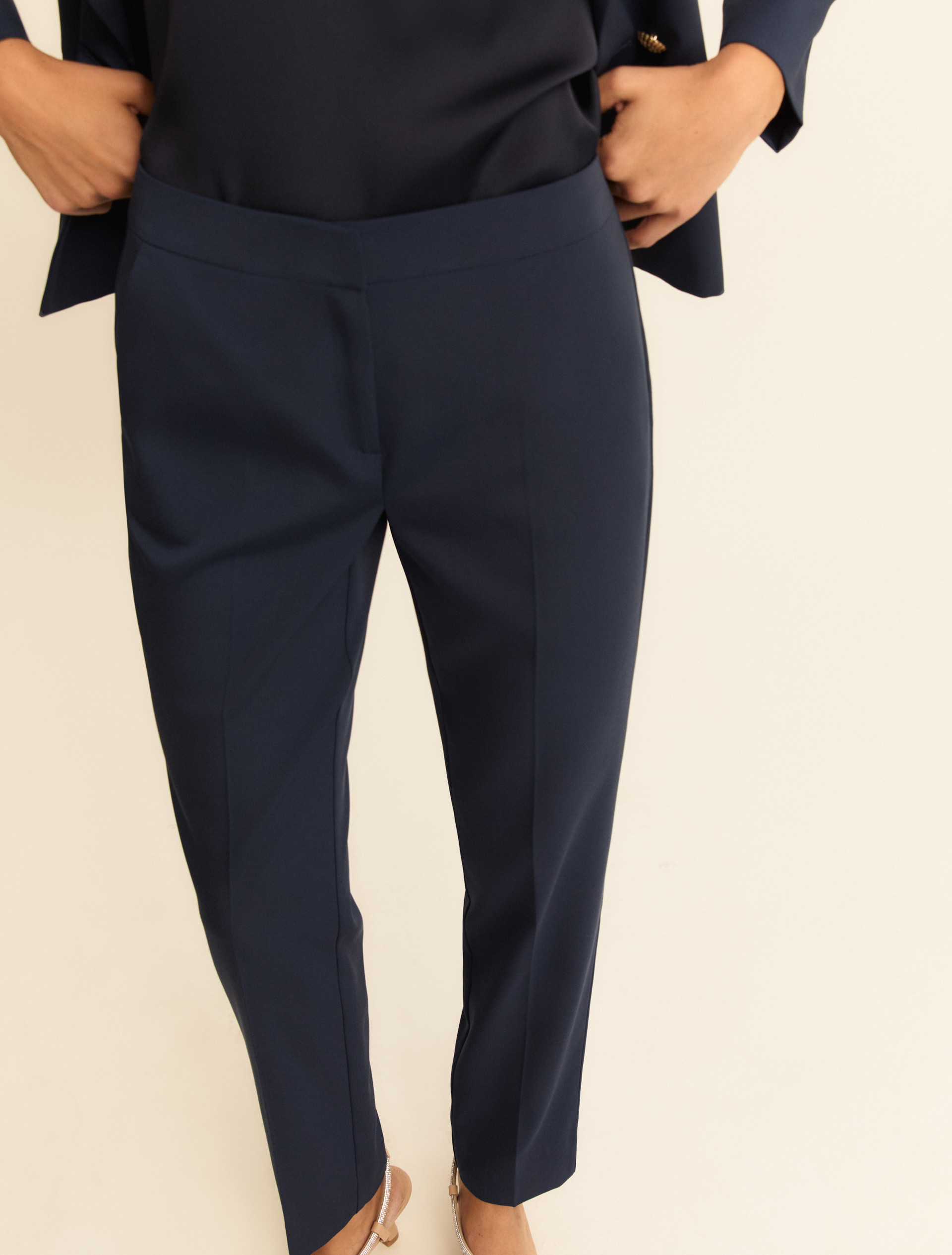 Slim-fit faille trousers - NAVY - Emme - 6