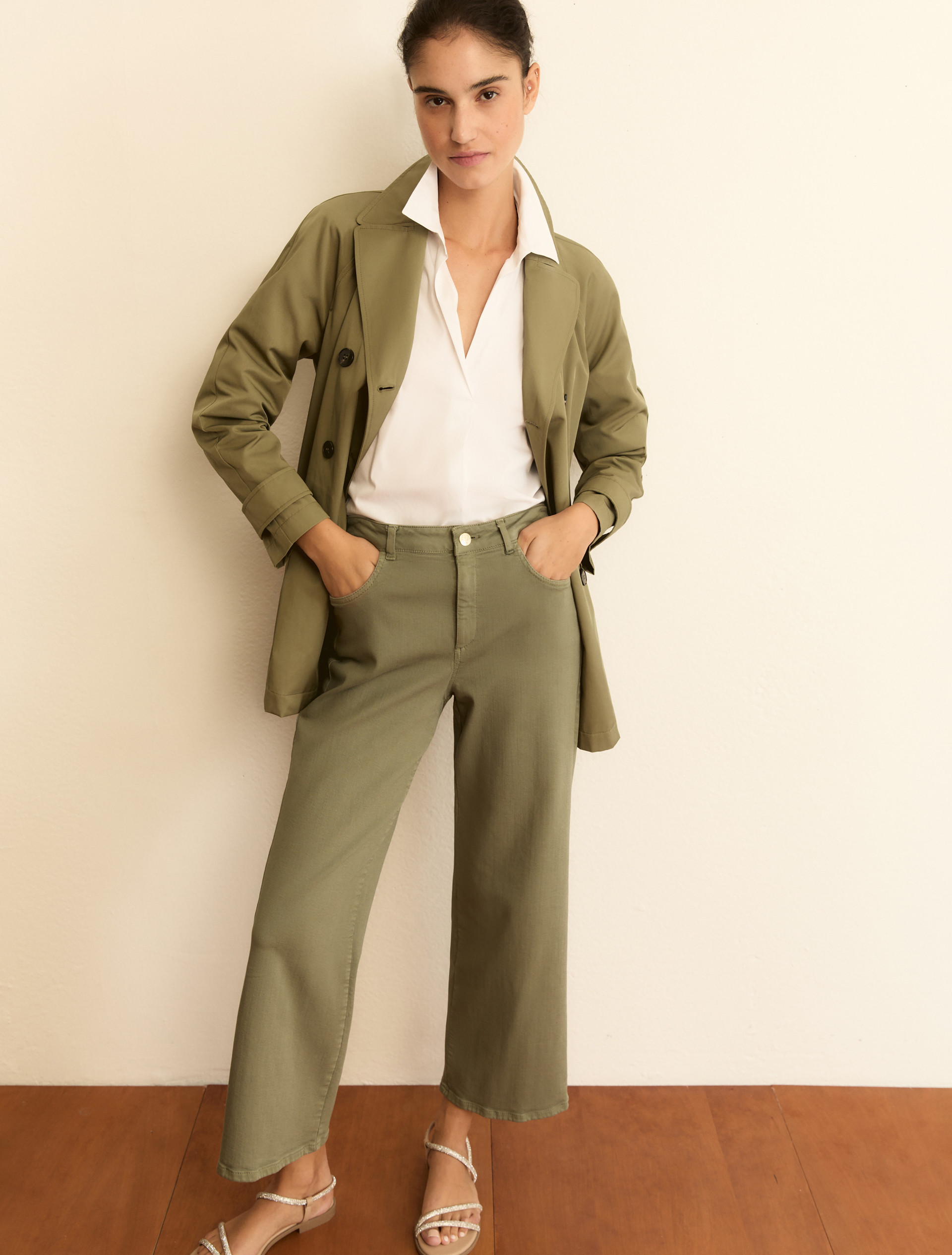 5 tasche dritto in gabardina stretch - VERDE SOTTOBOSCO - Emme - 1