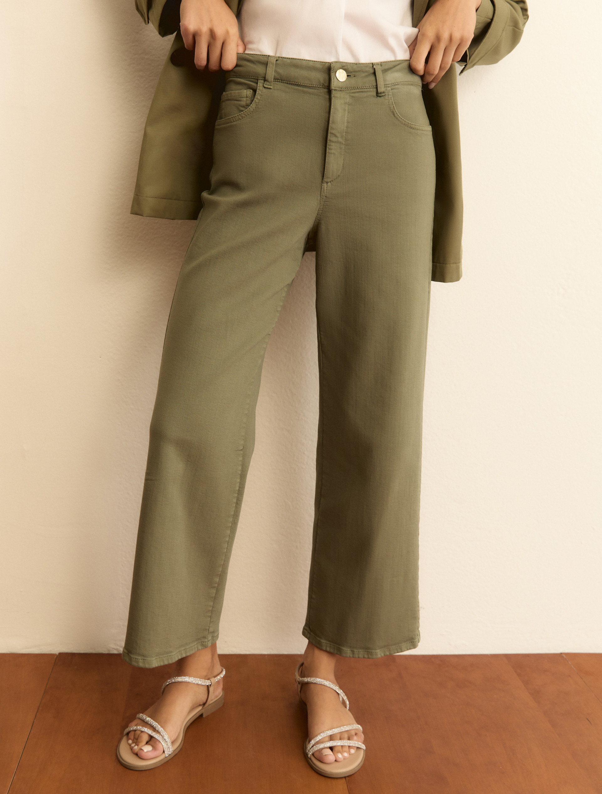 5 tasche dritto in gabardina stretch - VERDE SOTTOBOSCO - Emme - 6