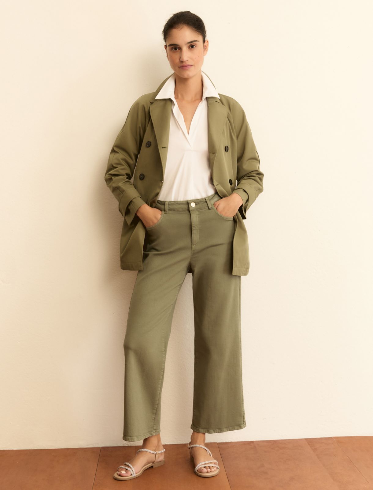 5 tasche dritto in gabardina stretch - VERDE SOTTOBOSCO - Emme - 2