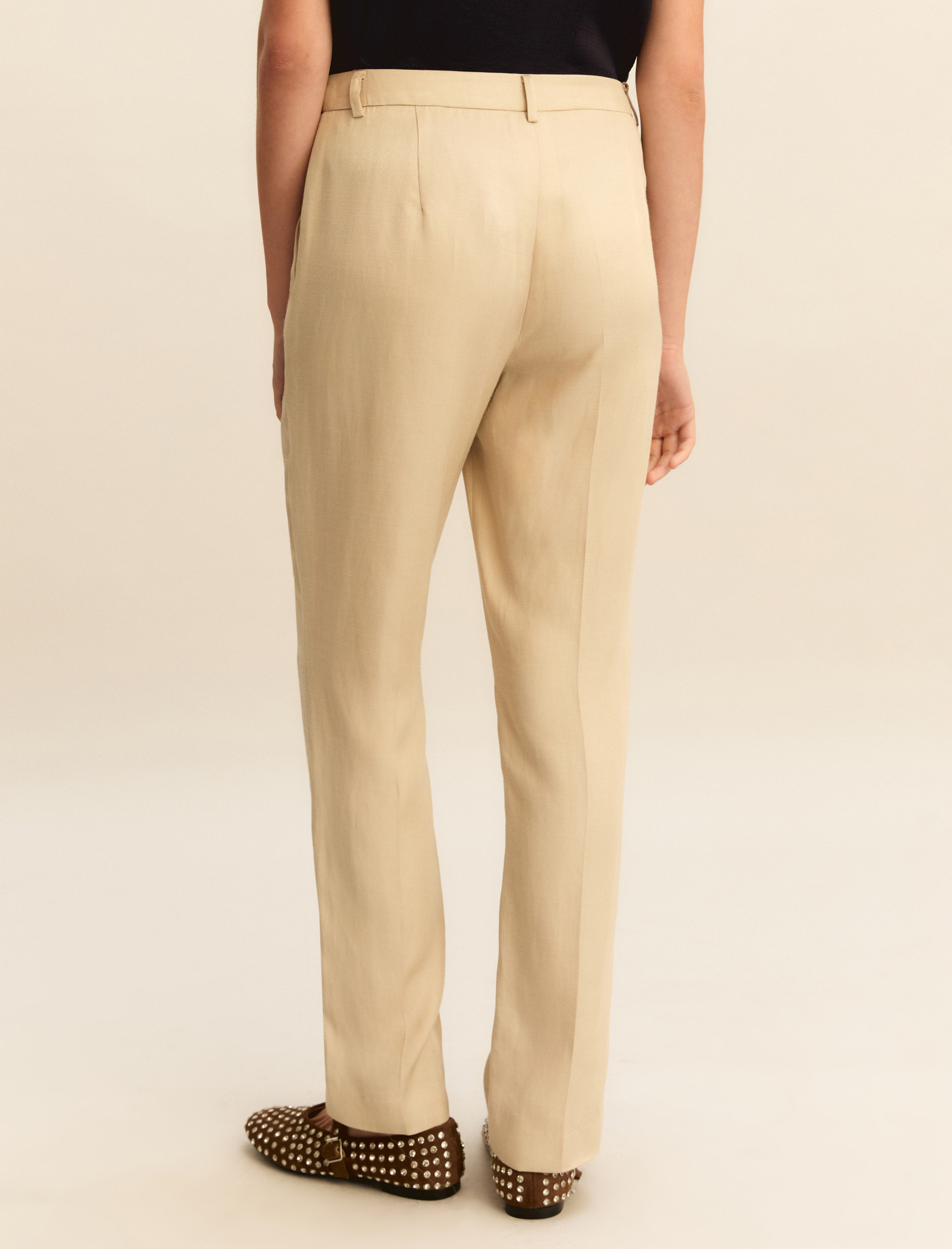Pantaloni slim in twill di misto lino - BEIGE - Emme - 3
