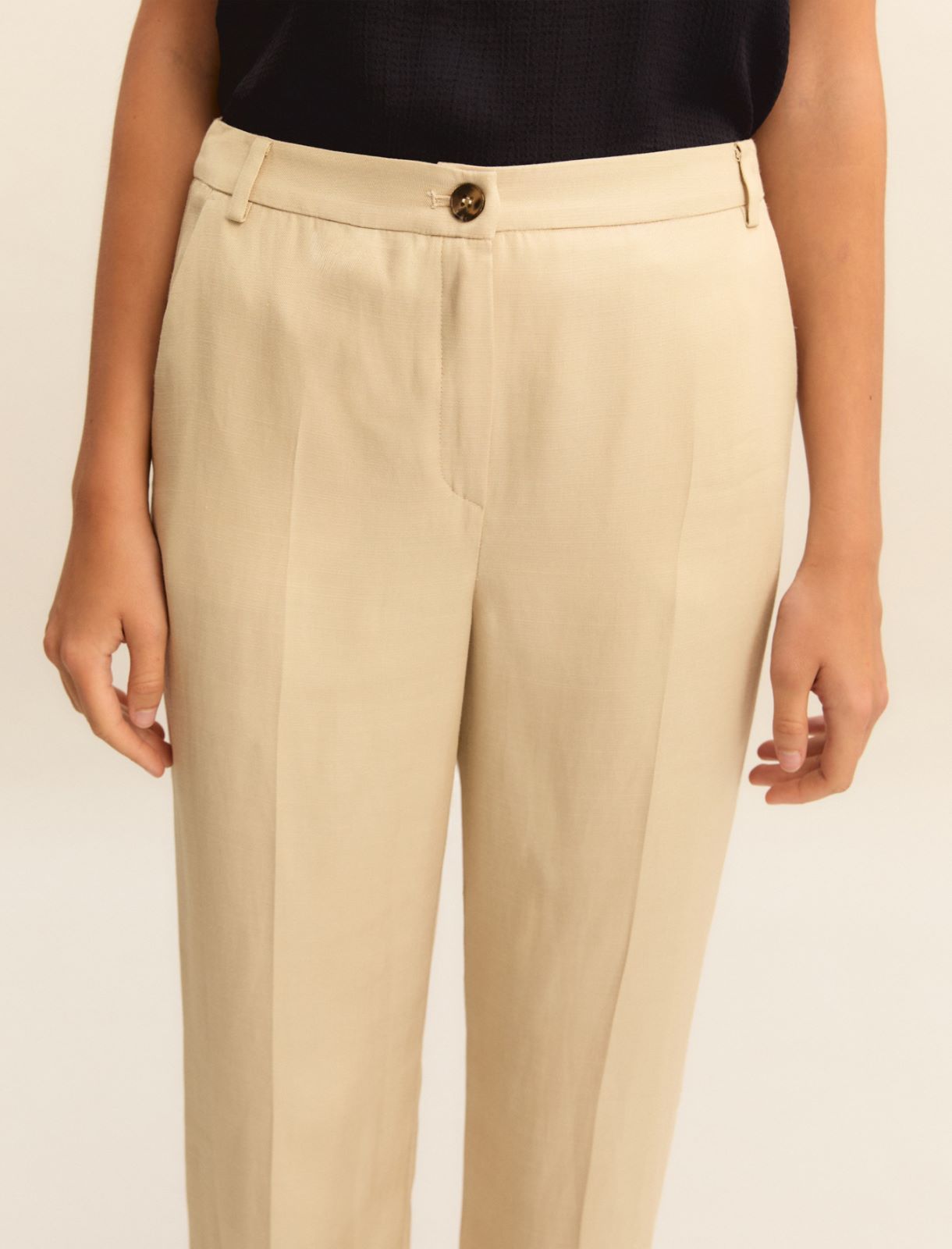 Pantaloni slim in twill di misto lino - BEIGE - Emme - 5
