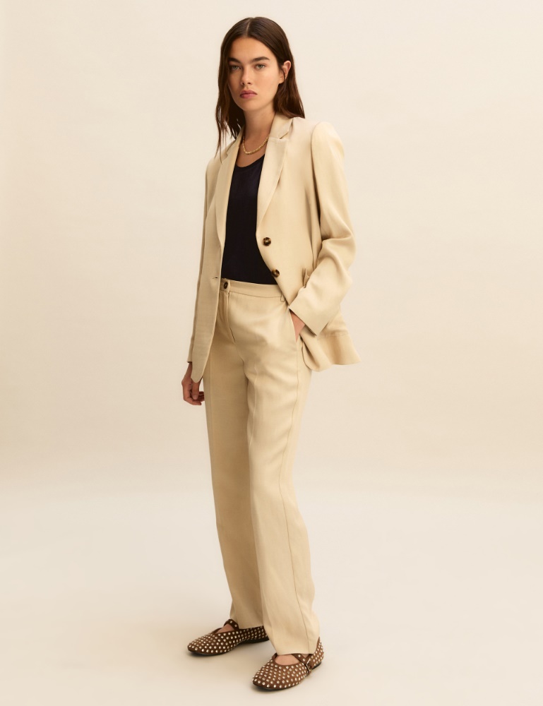 Slim-fit linen-blend twill trousers - Emme - 2