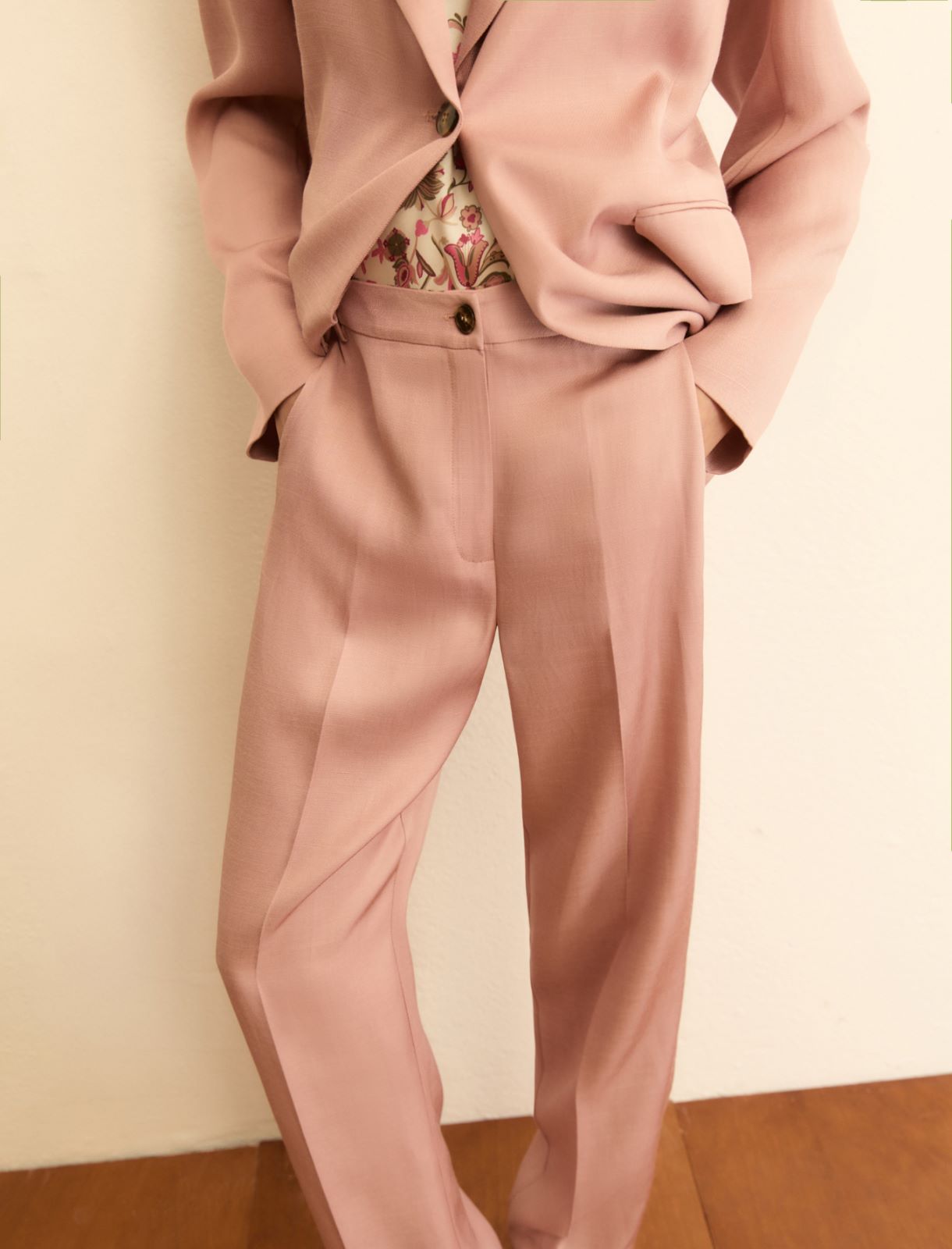 Pantaloni slim in twill di misto lino - ROSA - Emme - 6