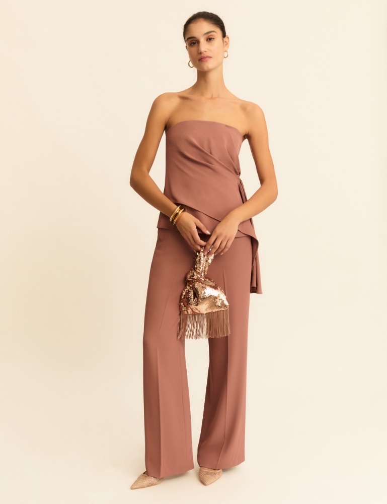 Plain-woven stretch fabric trousers - Emme - 4