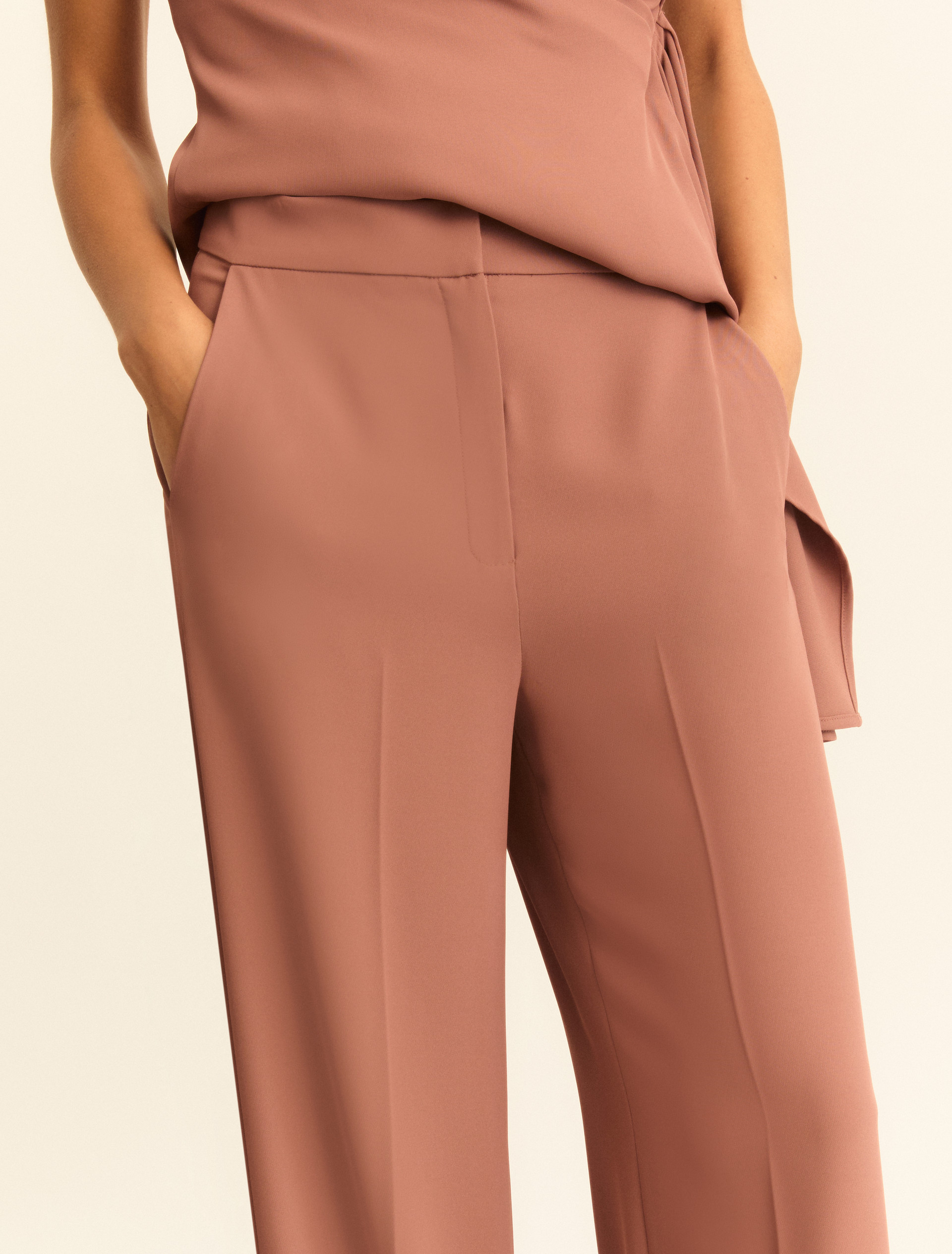 Plain-woven stretch fabric trousers - MAUVE - Emme - 5