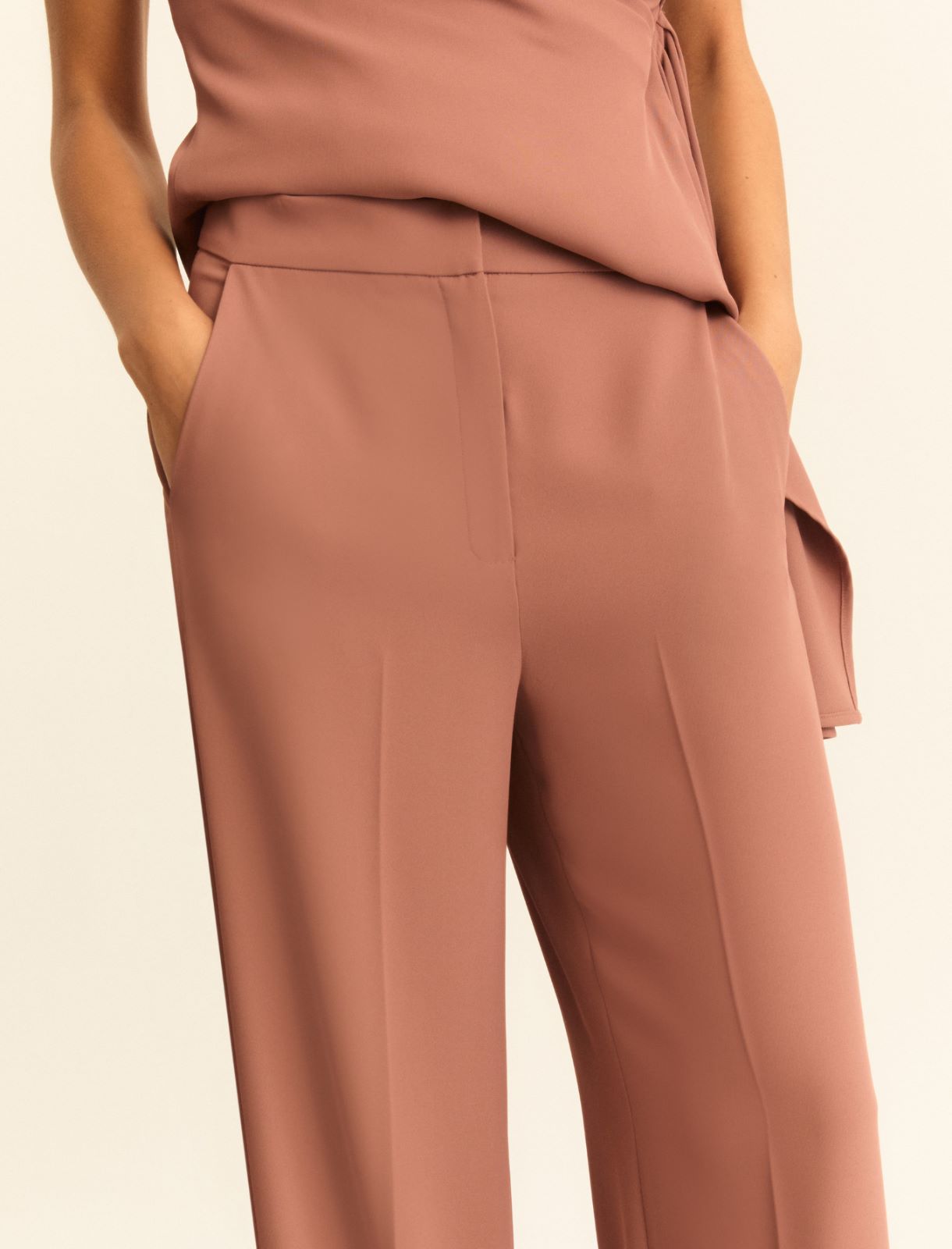 Plain-woven stretch fabric trousers - MAUVE - Emme - 5
