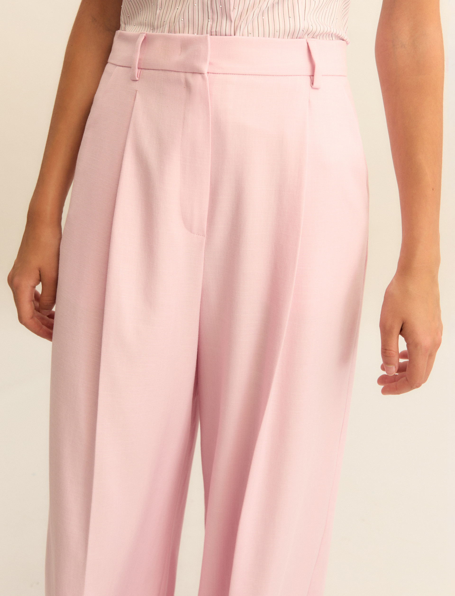 Lamé-adorned viscose trousers - PINK - Emme - 5