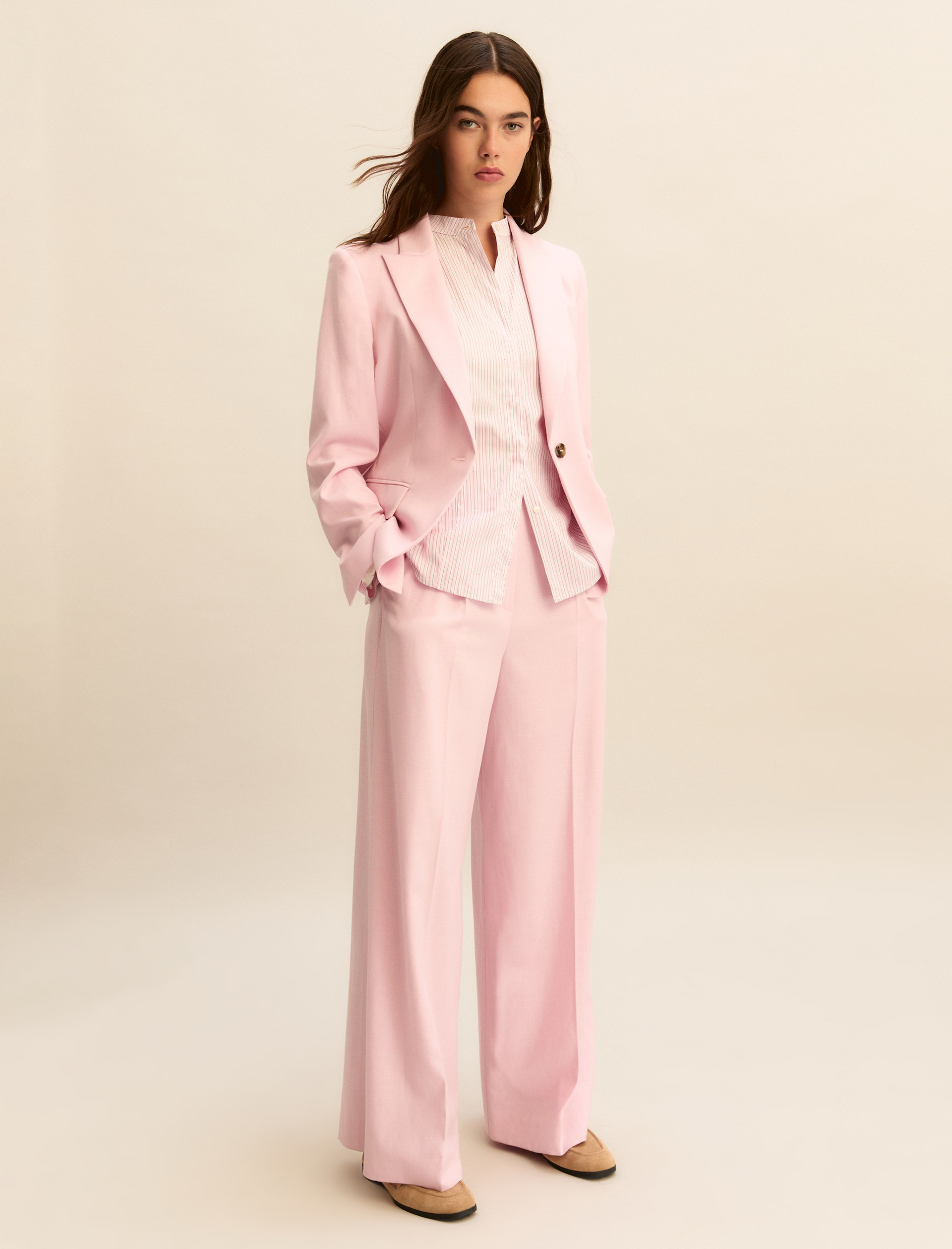 Lamé-adorned viscose trousers - PINK - Emme - 2