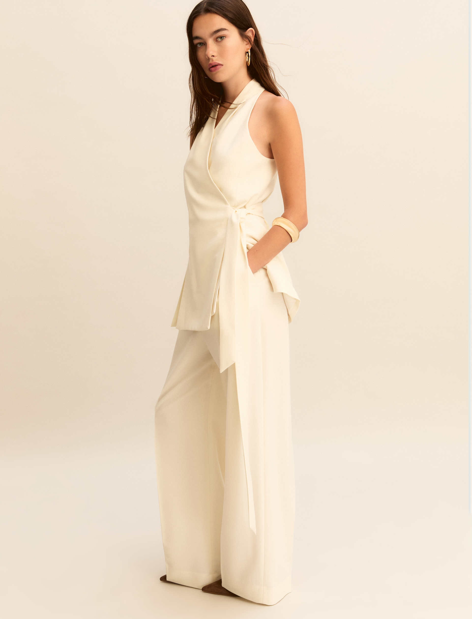 Flowing trousers - WOOL WHITE - Emme - 5