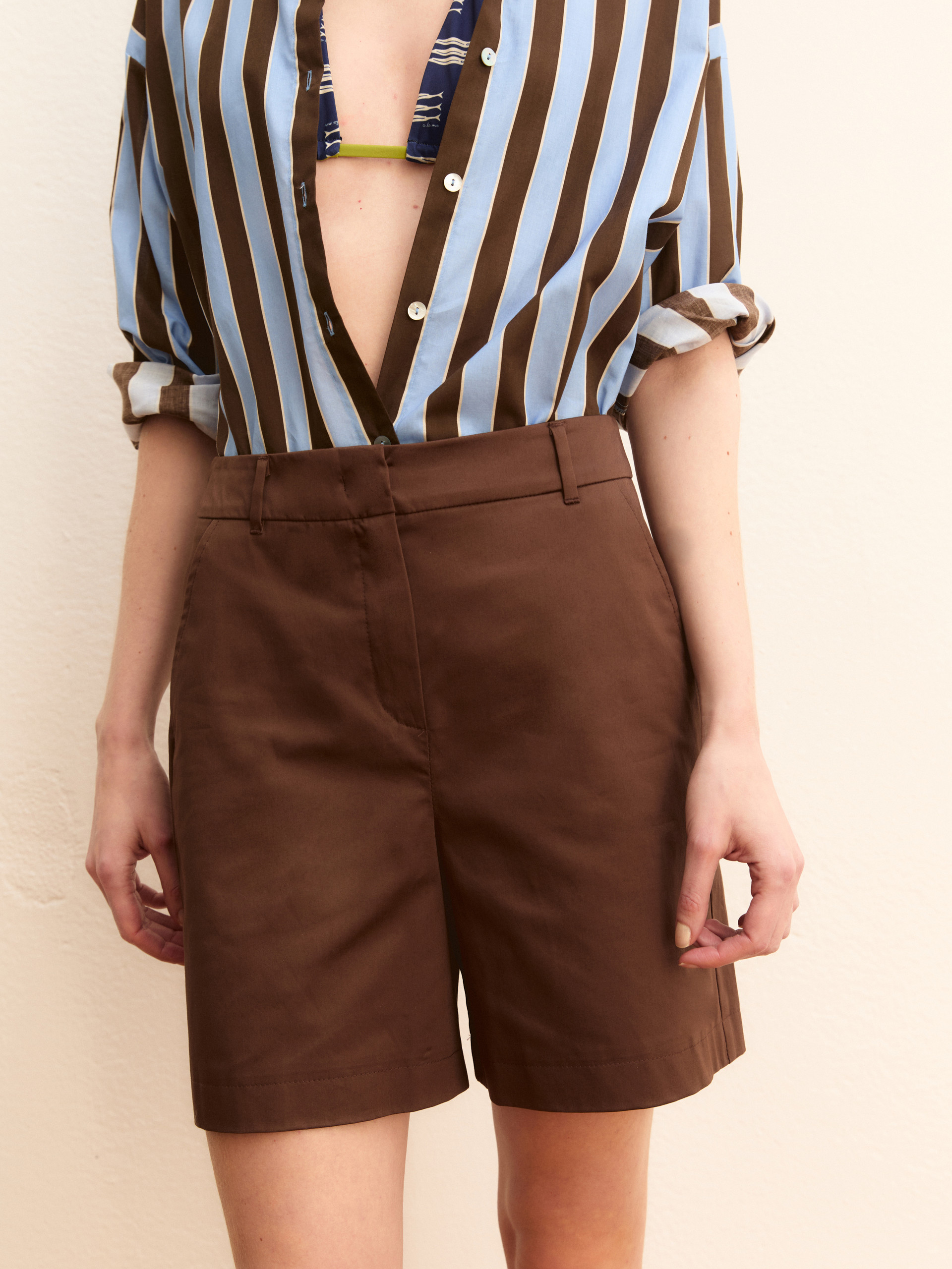Stretch satin shorts - COFFEE - Emme - 5