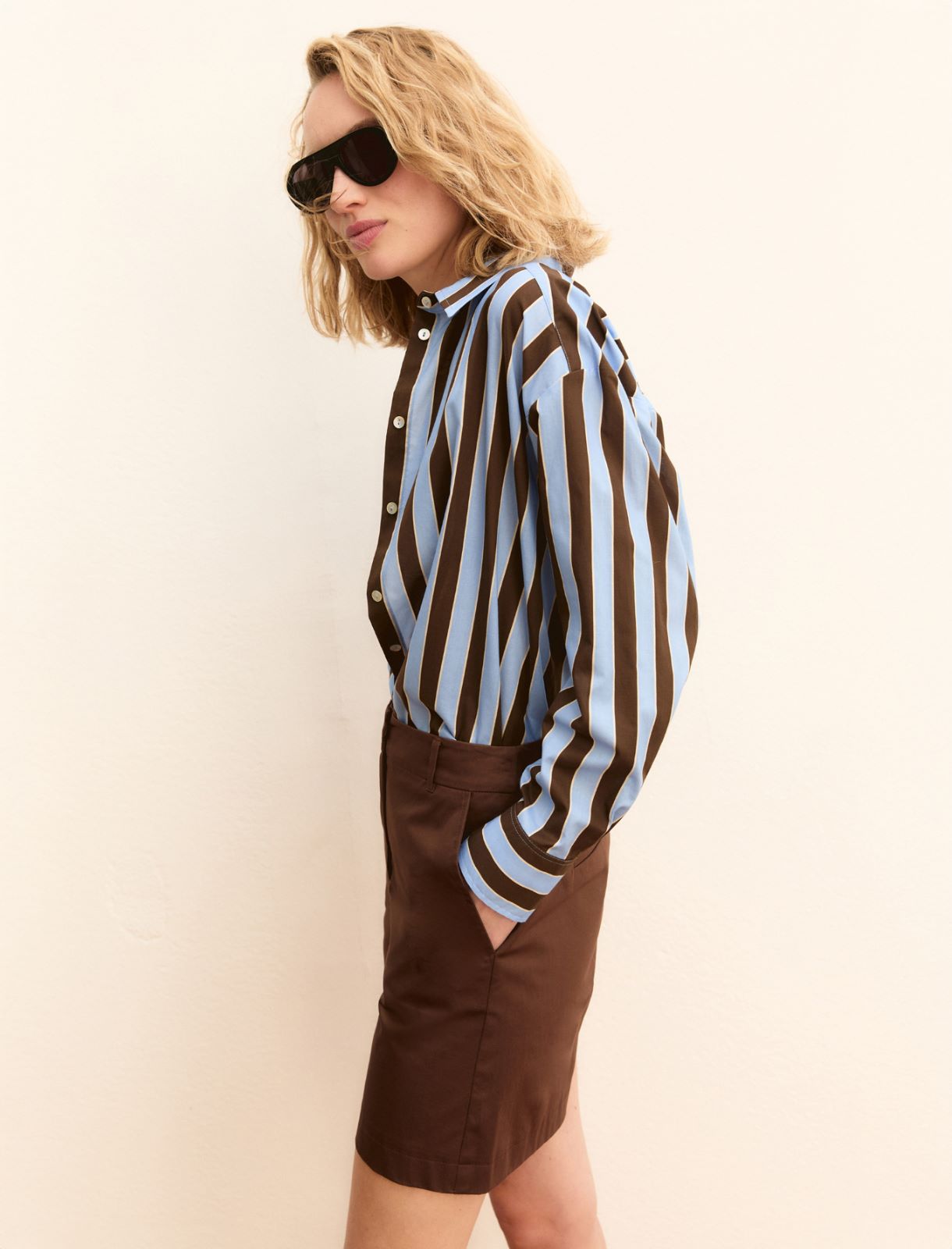 Stretch satin shorts - COFFEE - Emme