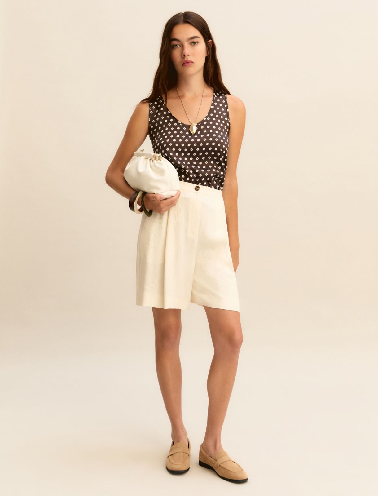 Flowing Bermuda shorts - WOOL WHITE - Emme - 2