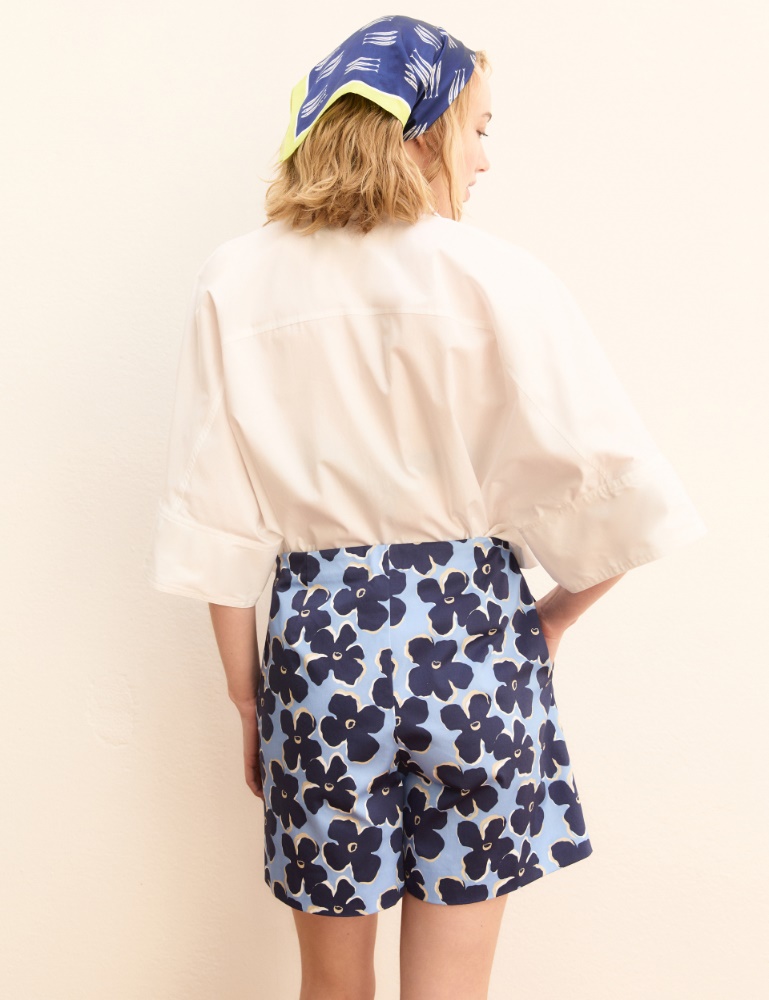 Stretch satin print shorts - Emme - 5