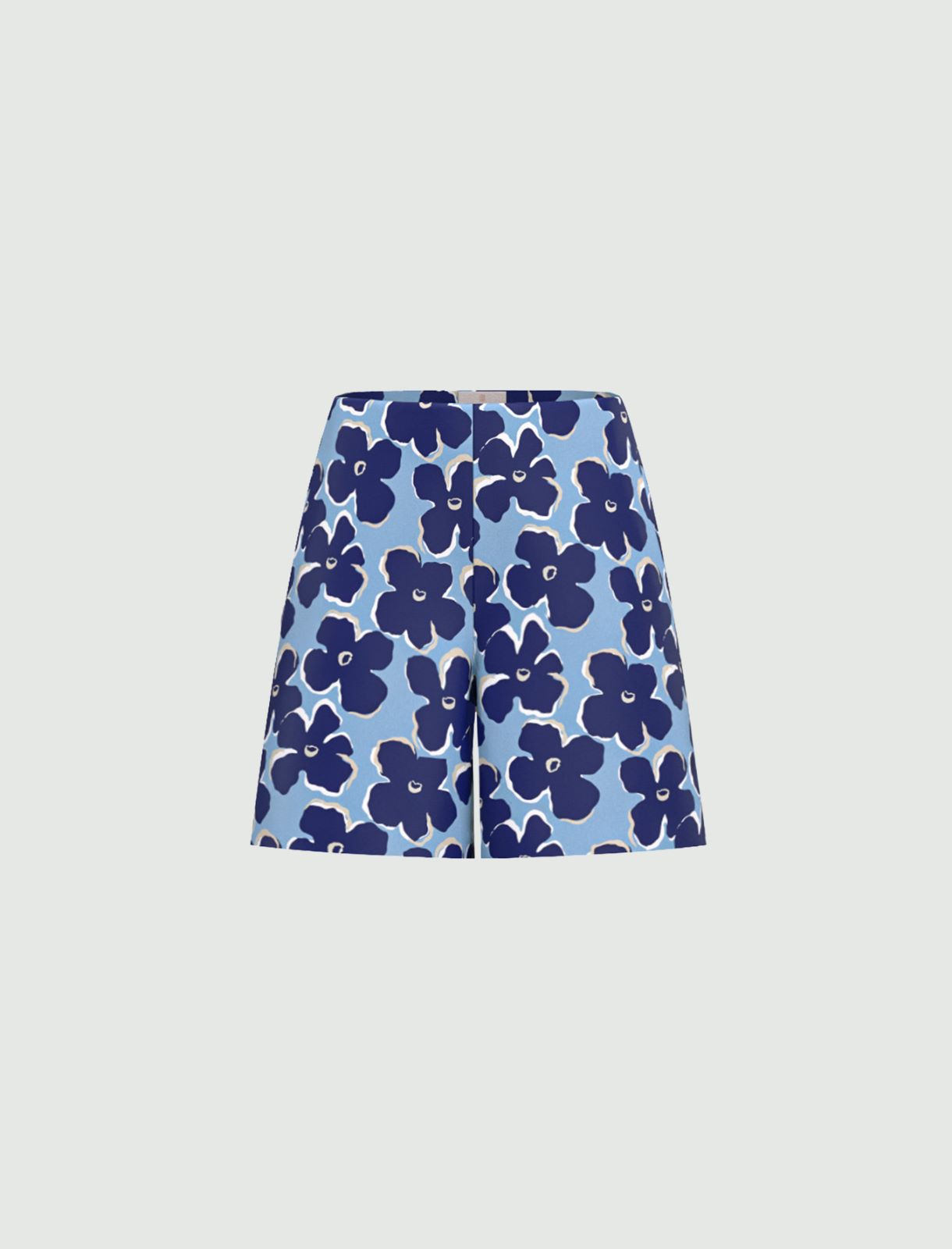 Stretch satin print shorts - DEEP BLUE - Emme - 4