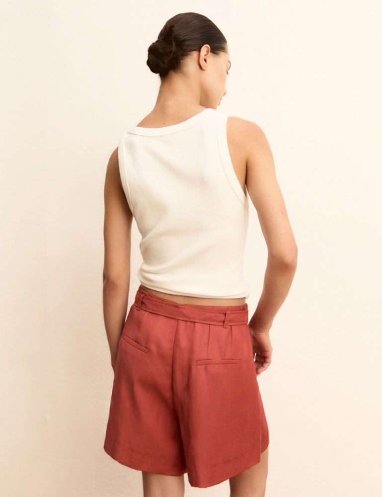 Linen-blend twill Bermuda shorts - Emme - 3