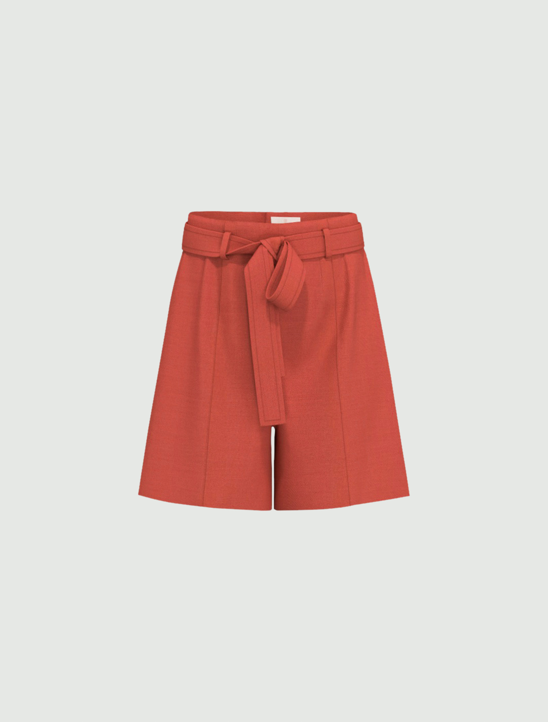 Linen-blend twill Bermuda shorts - CHERRY - Emme - 4