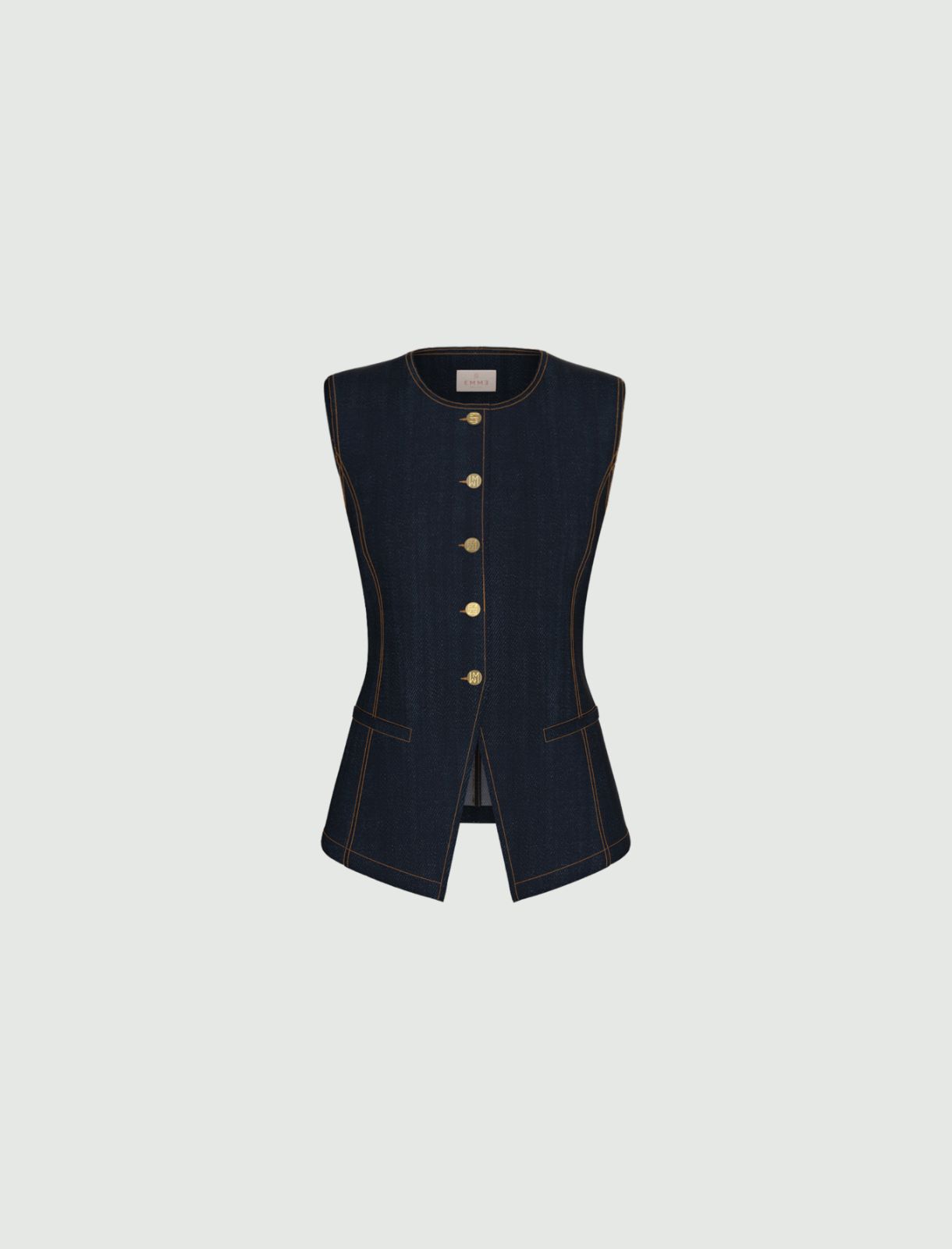 Slim-fit denim gilet - NAVY - Emme - 6