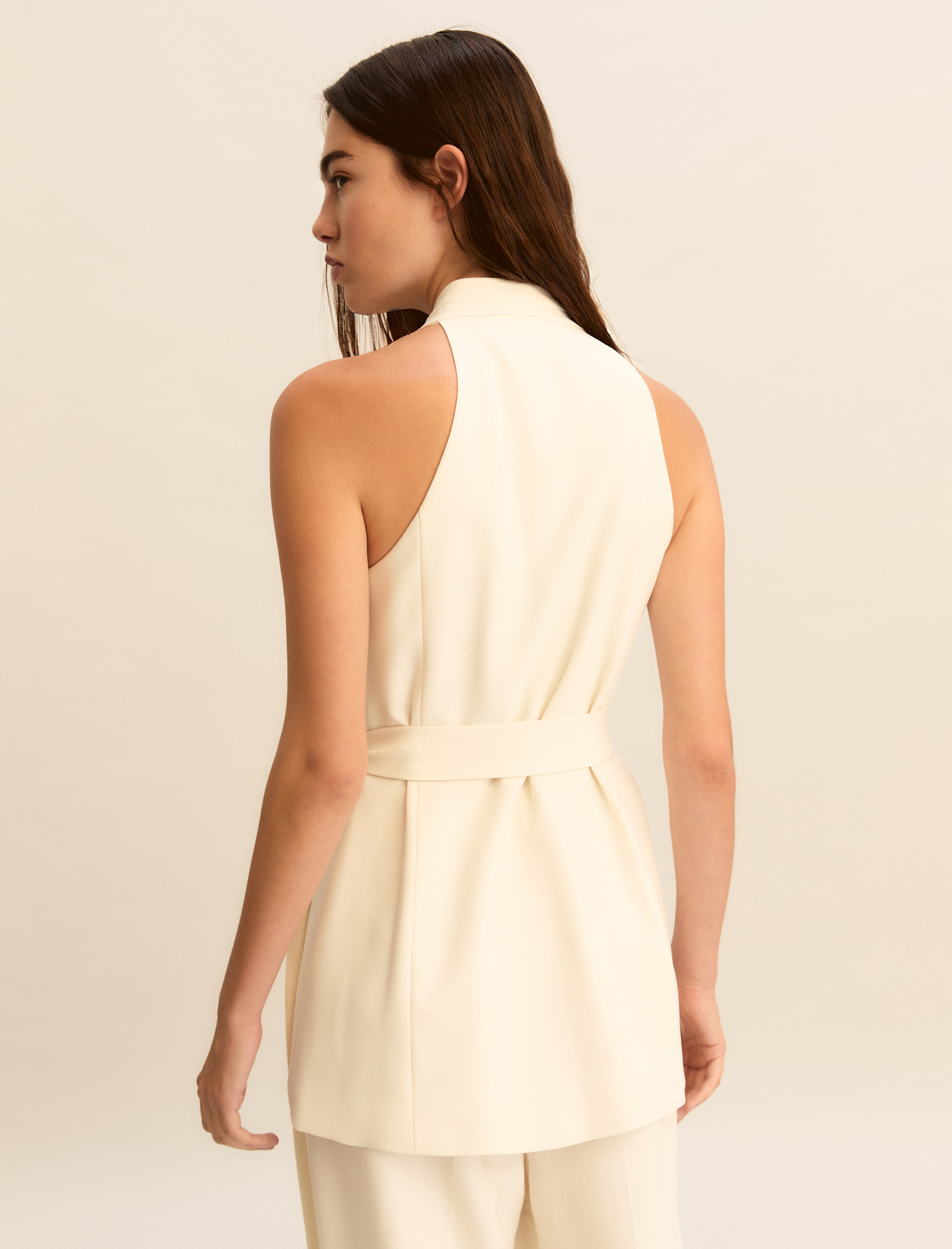 Sleeveless criss-cross top - WOOL WHITE - Emme - 3