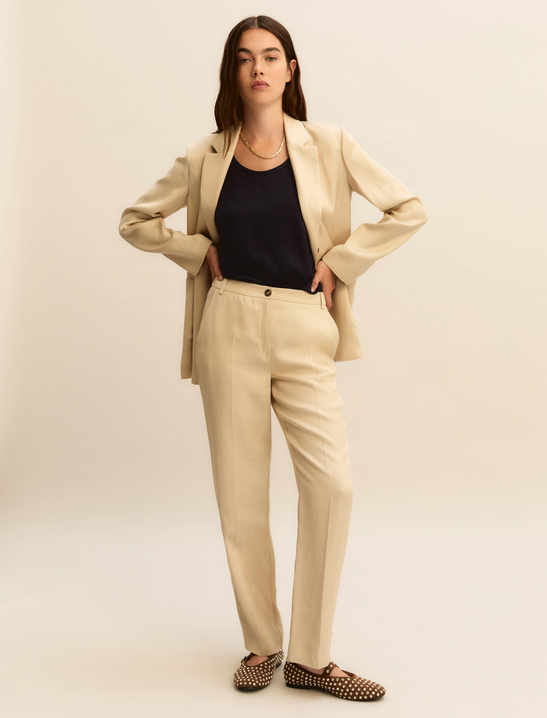 Sleeveless viscose acetate top - NAVY - Emme - 2