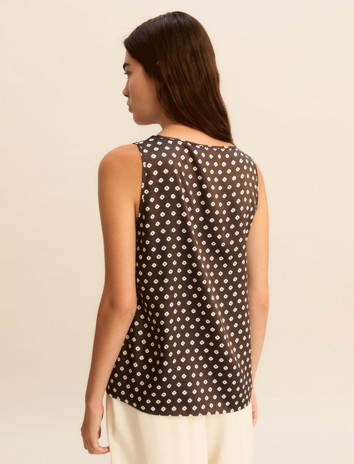 Printed twill vest top - KAKI - Emme - 3
