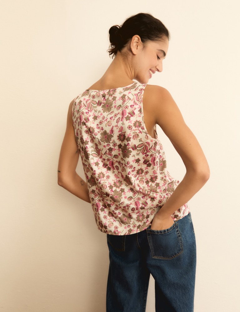 Printed twill vest top - Emme - 4