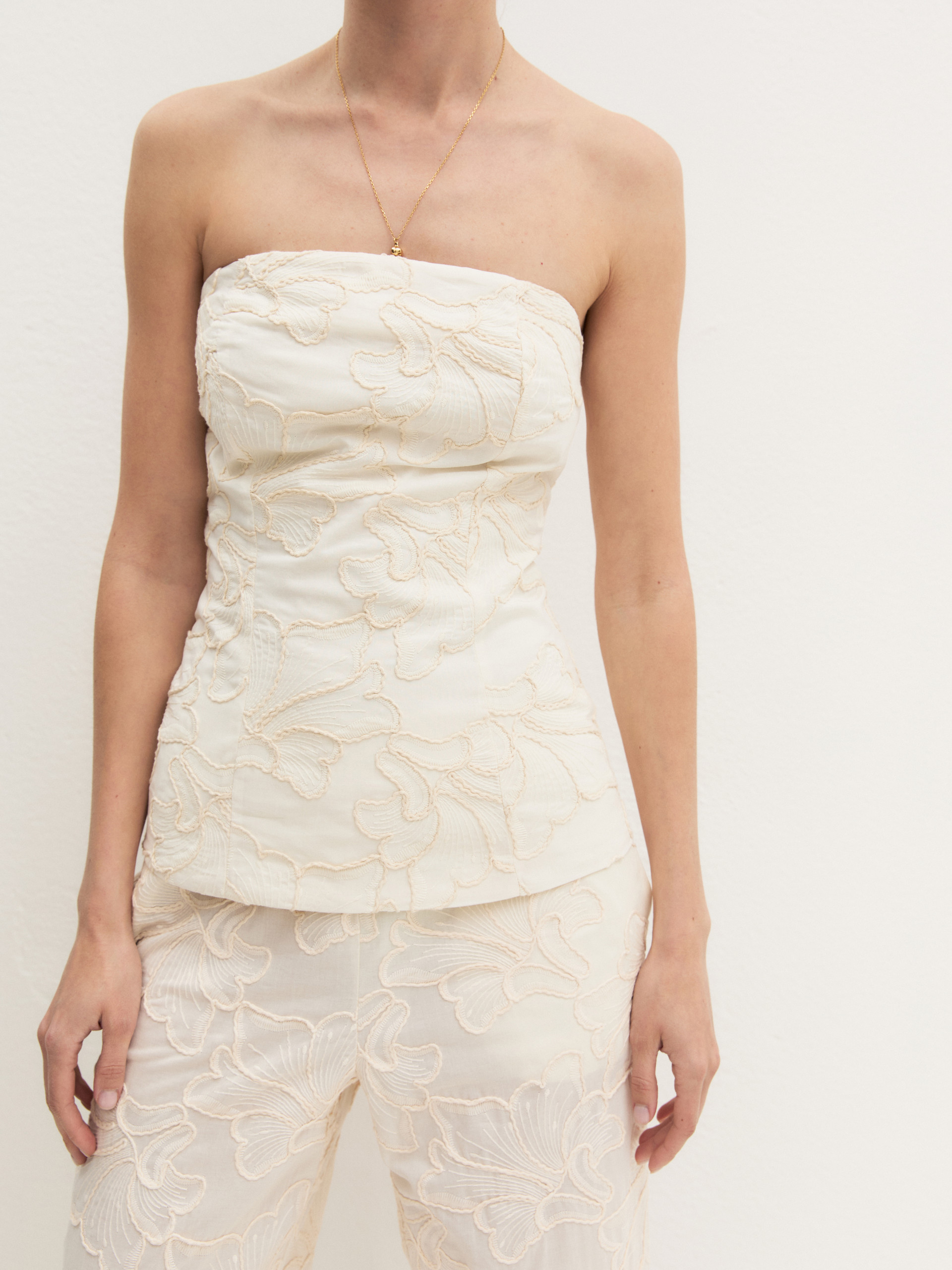 Embroidered corset top - CREAM - Emme - 6