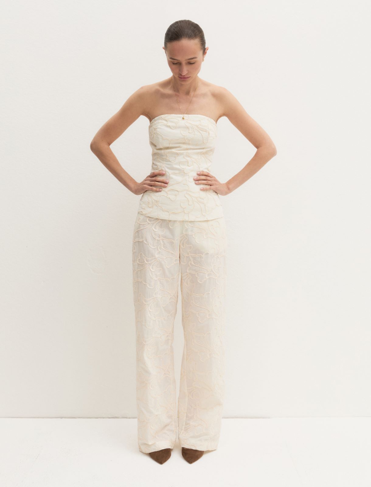 Embroidered corset top - CREAM - Emme - 2