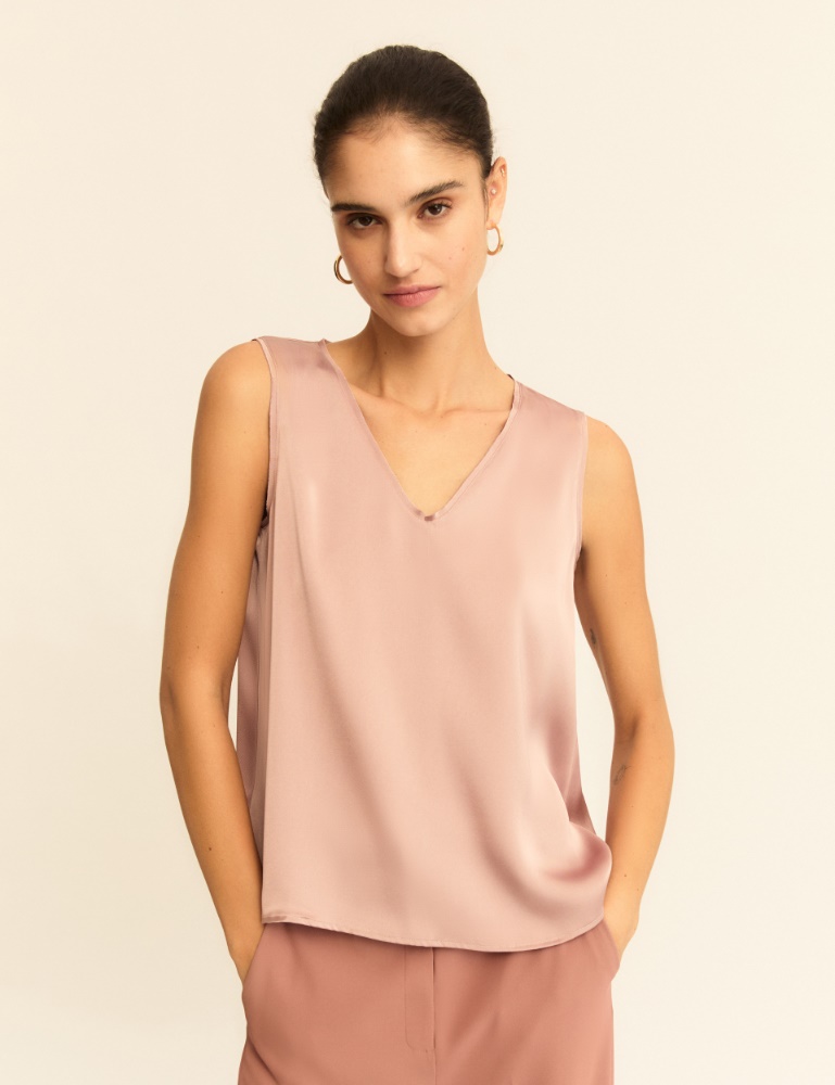 Satin top with georgette details - Emme - 5