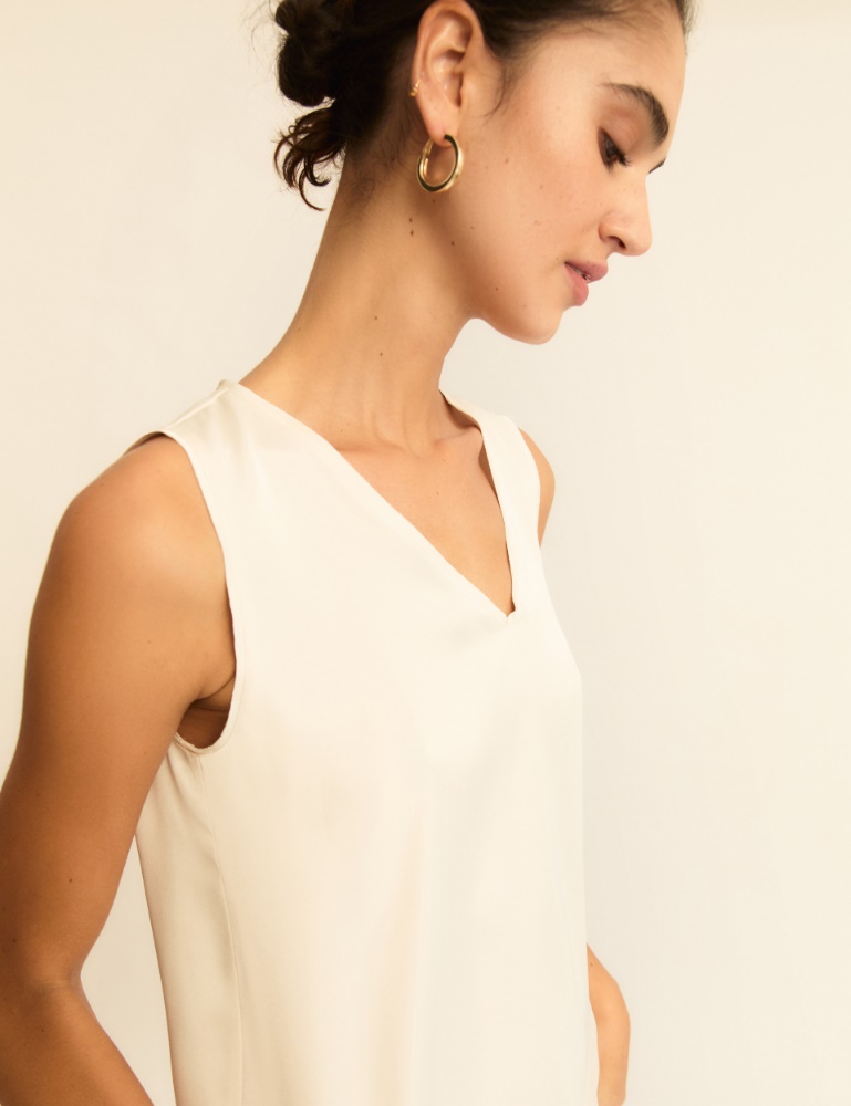 Satin top with georgette details - Emme - 5