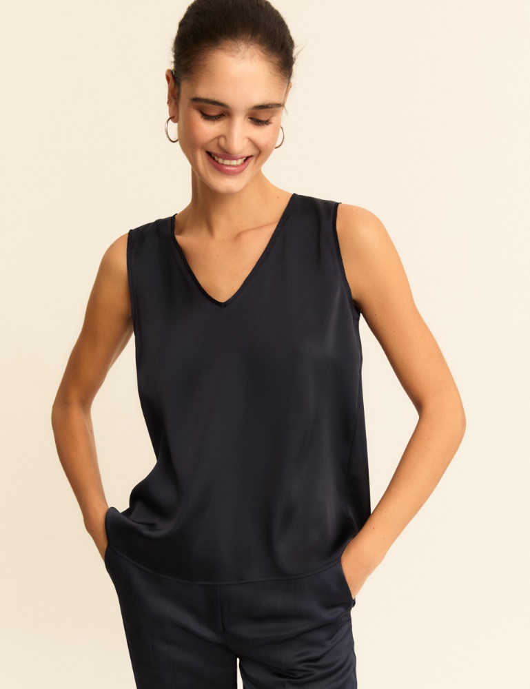 Satin top with georgette details - Emme - 4