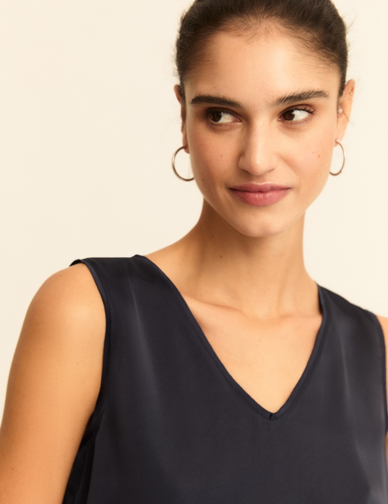 Satin top with georgette details - Emme - 5