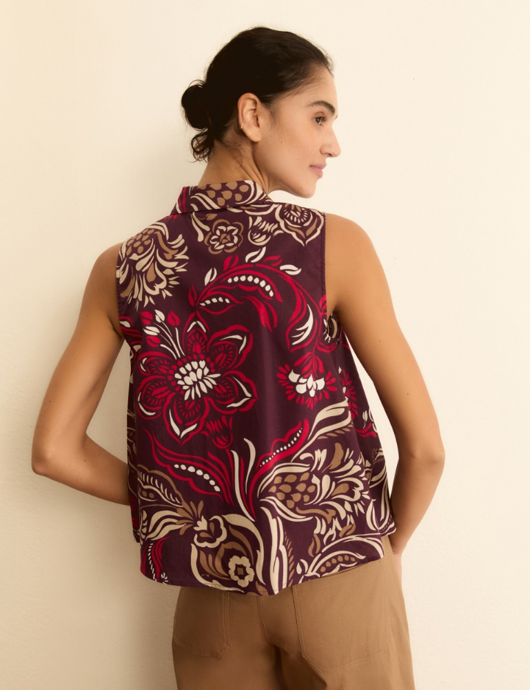 Sleeveless printed poplin shirt - Emme - 3