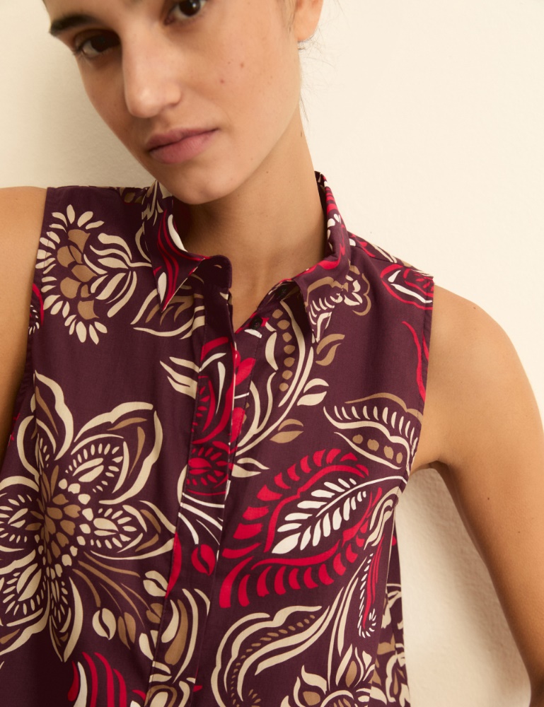 Sleeveless printed poplin shirt - Emme - 4