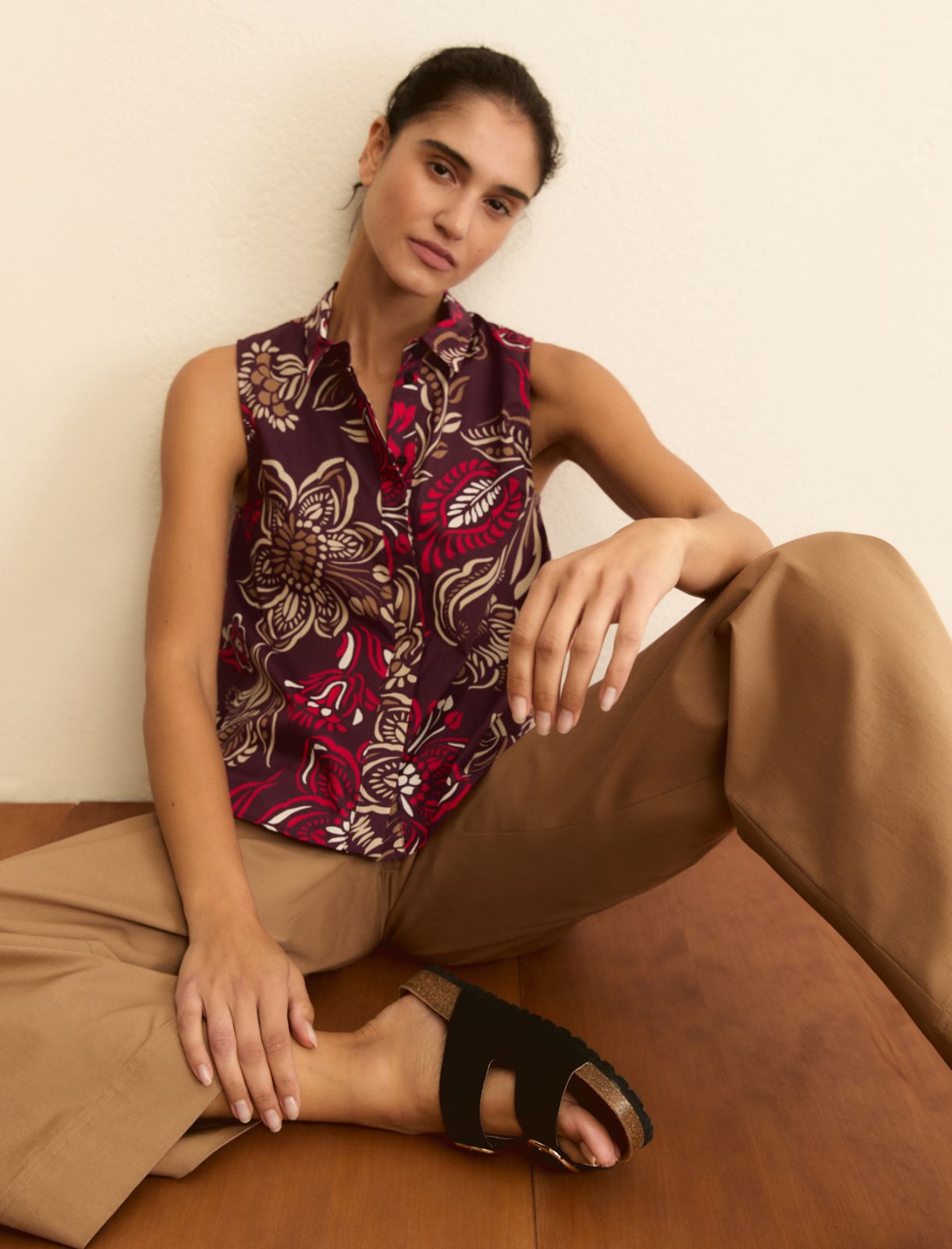Sleeveless printed poplin shirt - MUST - Emme