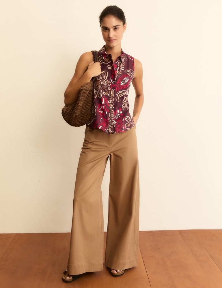 Sleeveless printed poplin shirt - Emme - 2