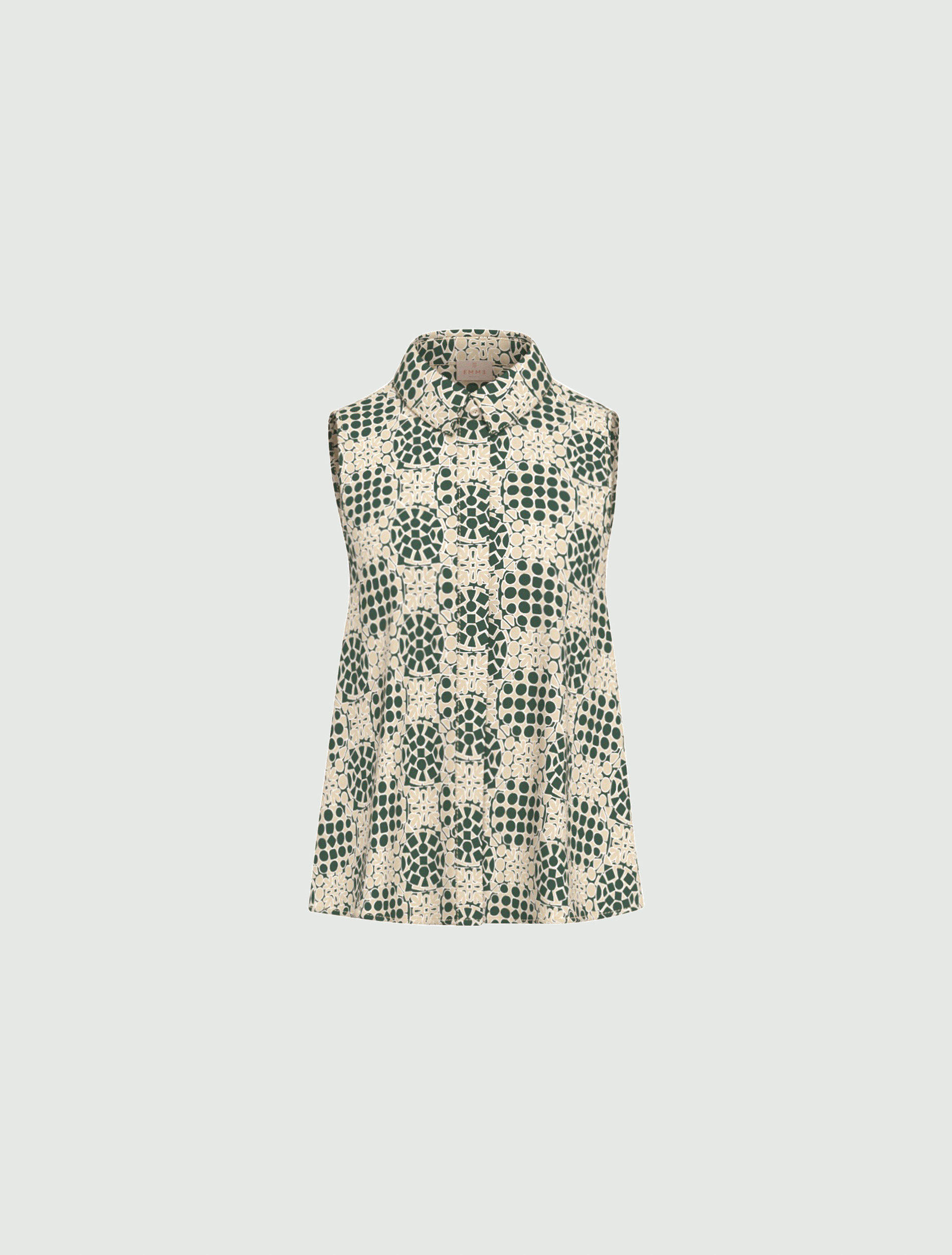 Sleeveless printed poplin shirt - DARK GREEN - Emme - 4