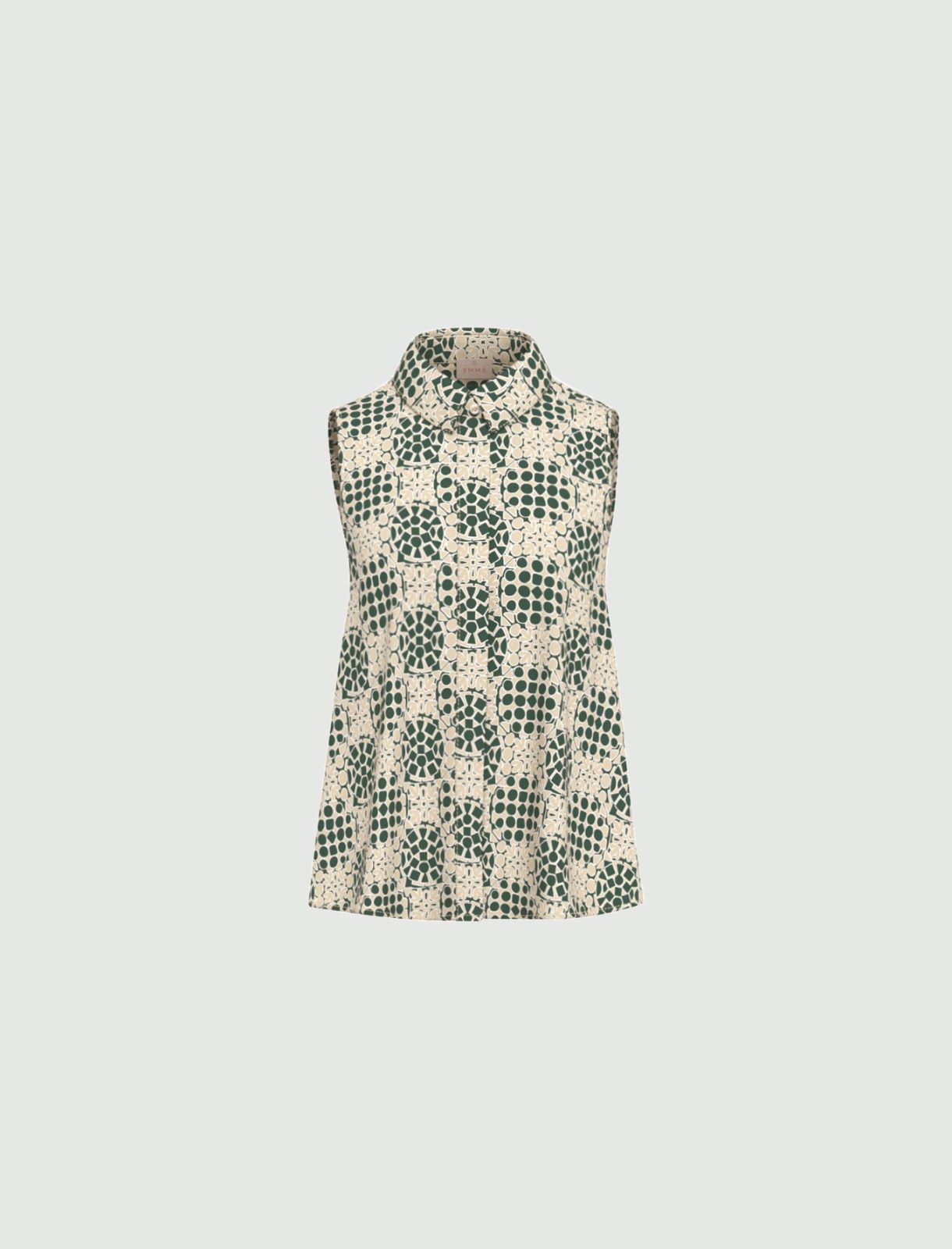 Sleeveless printed poplin shirt - DARK GREEN - Emme - 4