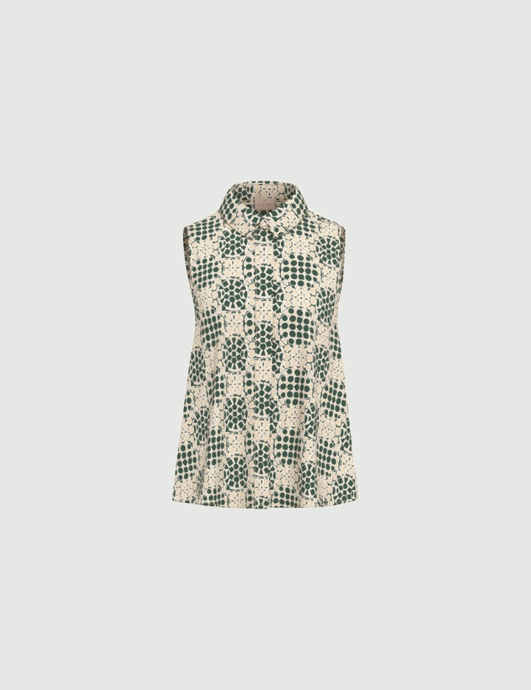 Sleeveless printed poplin shirt - Emme - 6