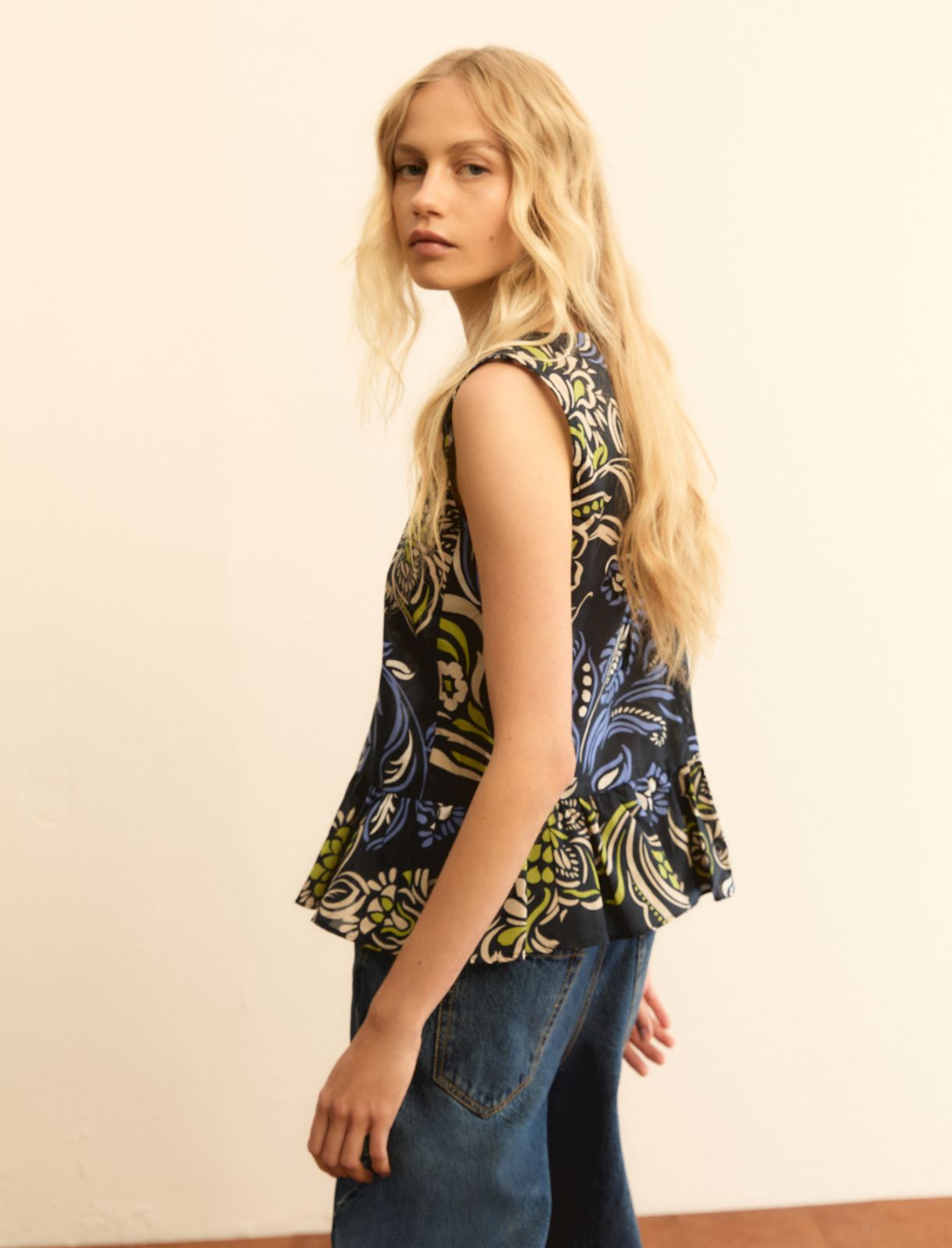 Sleeveless flounce top - NAVY - Emme - 3