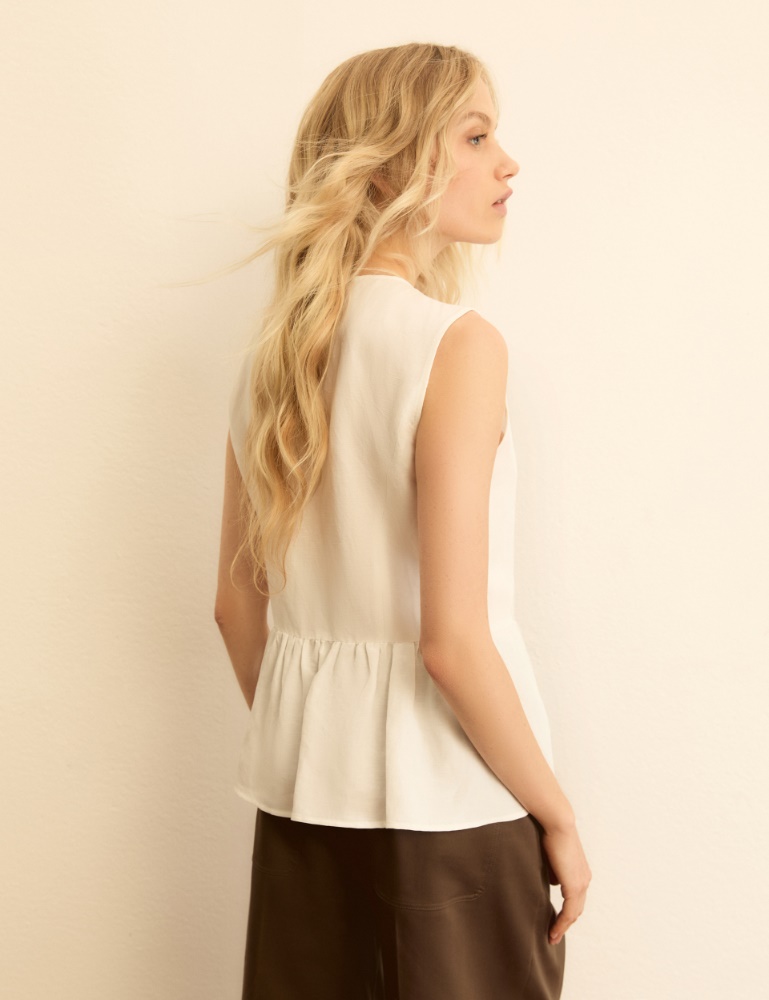 Viscose and linen flounce top - Emme - 4