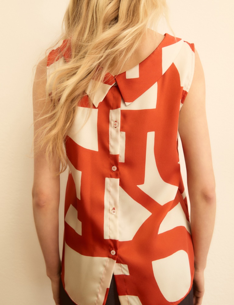 Sleeveless twill top - Emme - 7