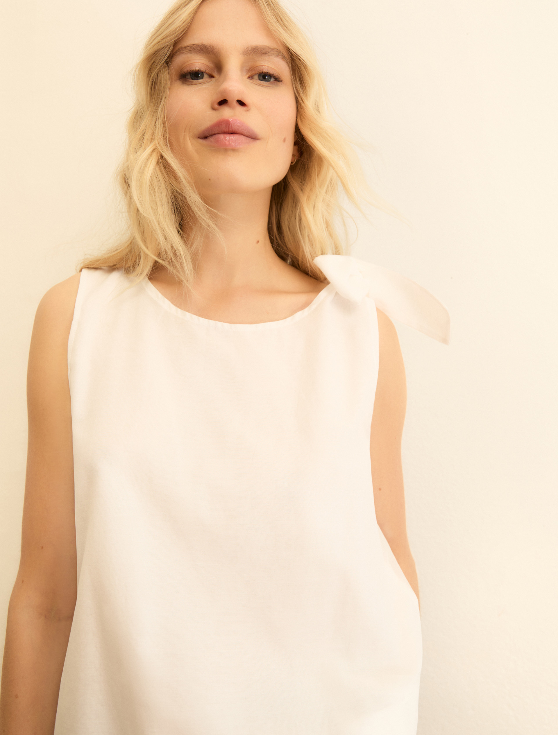 Bow-detail muslin top - WHITE - Emme - 5