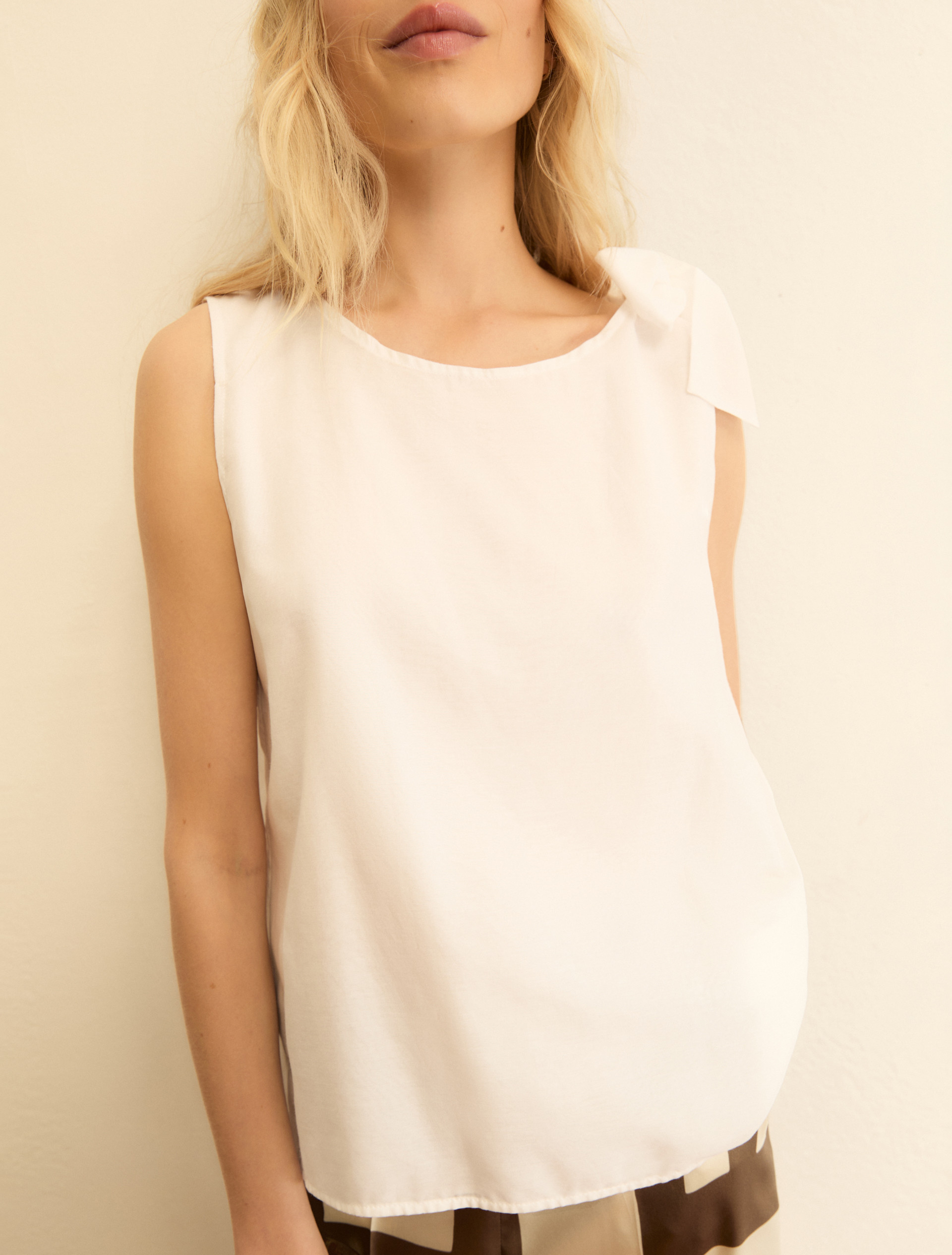 Bow-detail muslin top - WHITE - Emme - 6