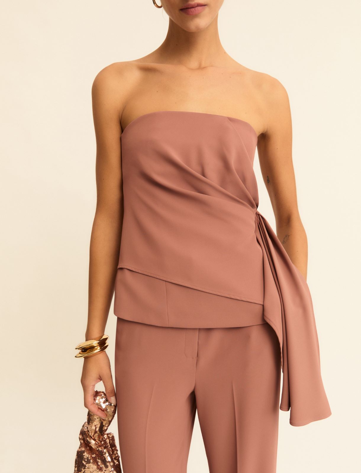 Asymmetrical corset top - MAUVE - Emme - 5