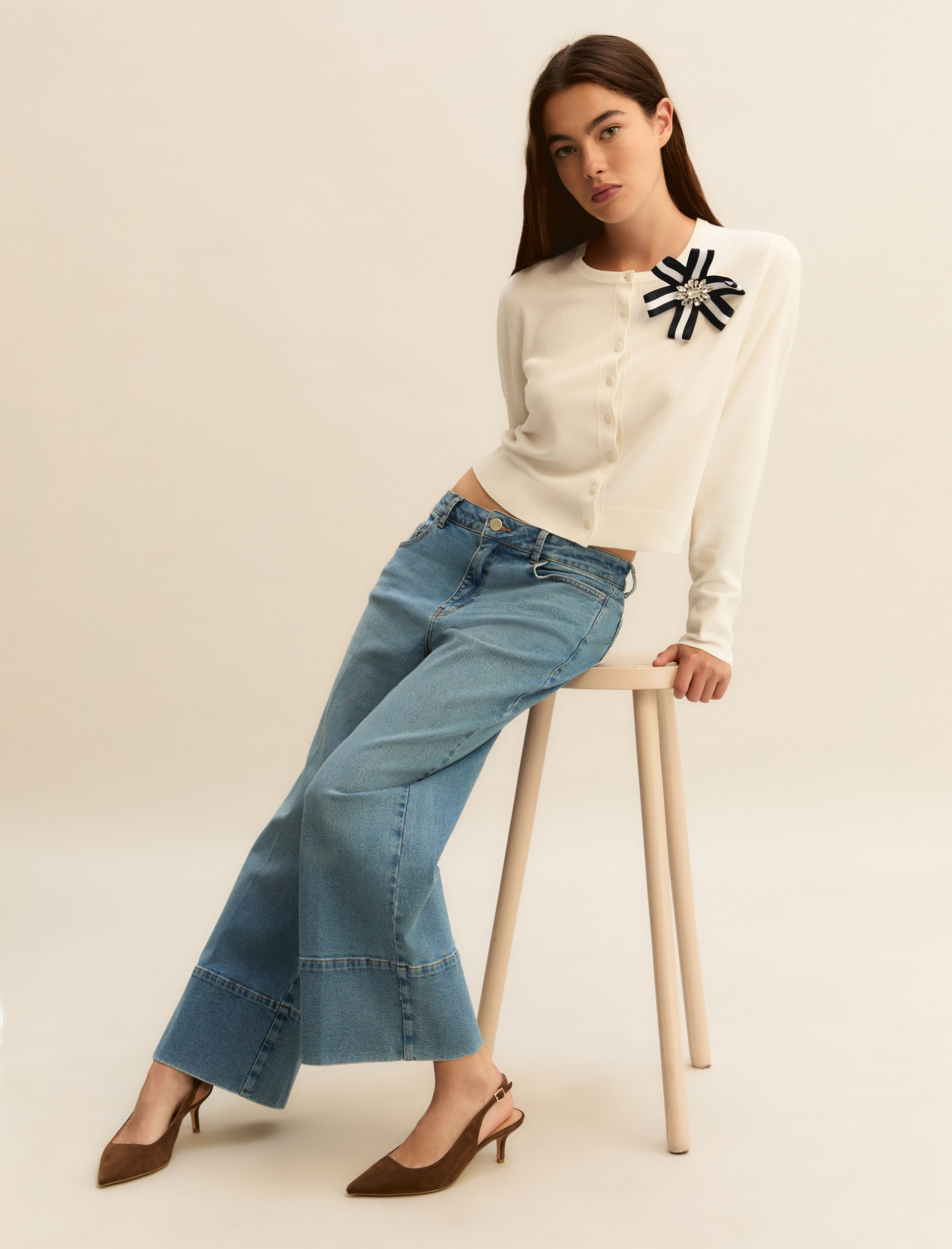 Denim cropped ampio - BLUE JEANS - Emme - 1