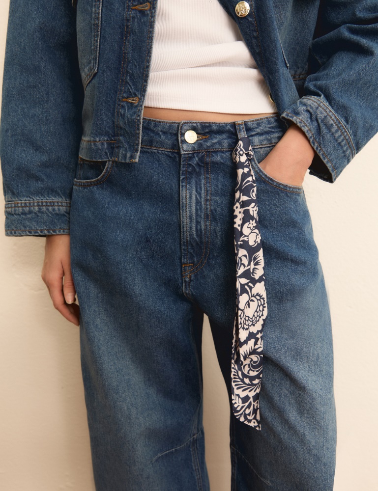 Barrel-leg jeans with printed Twilly - Emme - 5